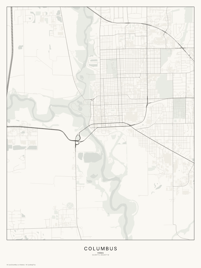 Columbus map poster, classic style