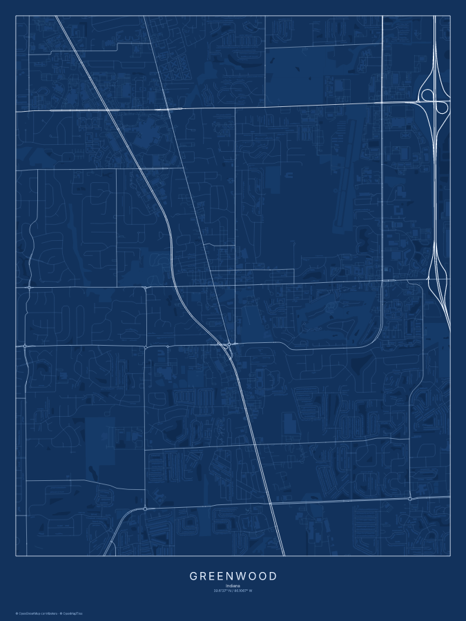 Greenwood map poster, blueprint style