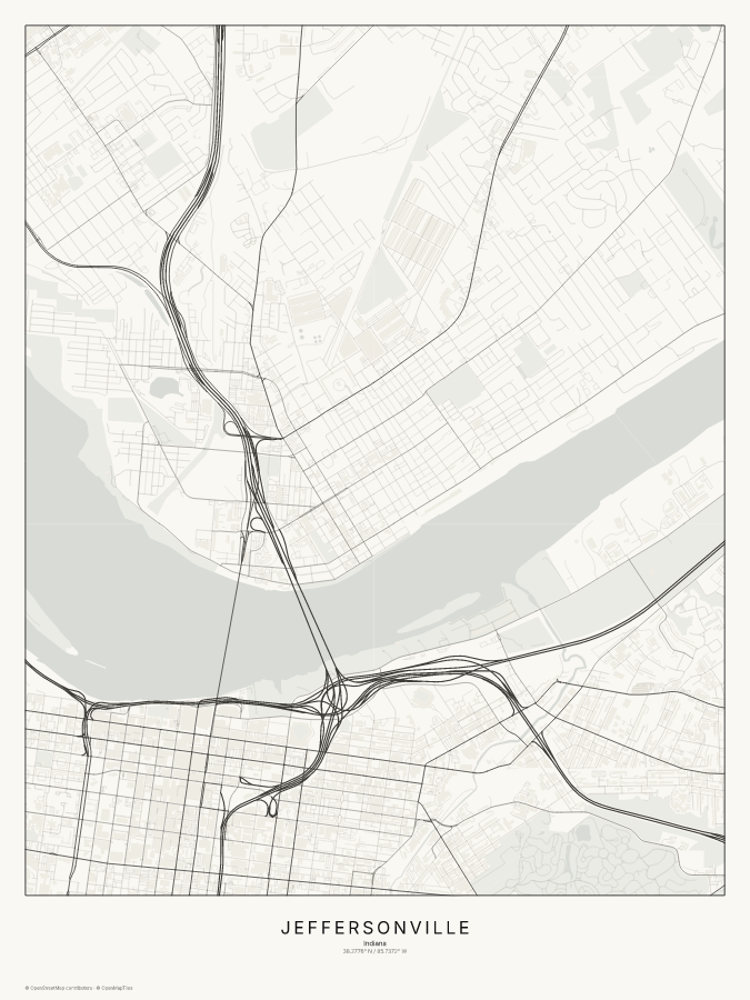 Jeffersonville map poster, classic style