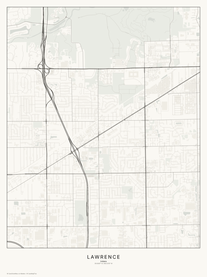 Lawrence map poster, classic style