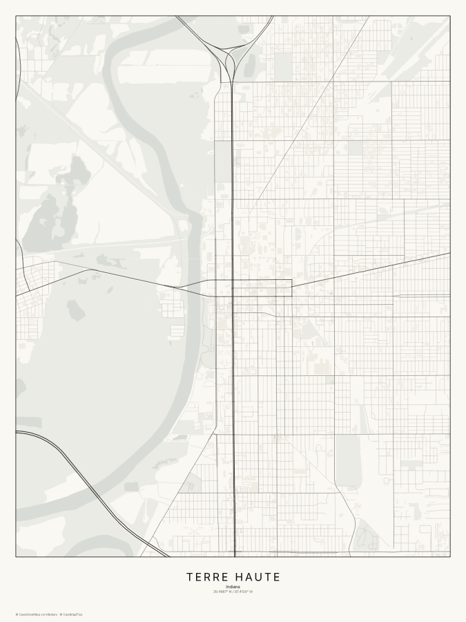 Terre Haute map poster, classic style