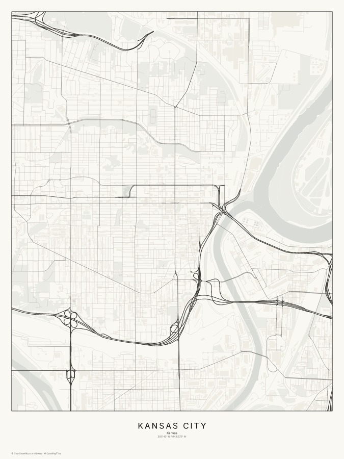 Kansas City map poster, classic style