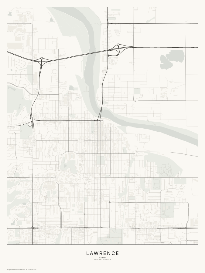 Lawrence map poster, classic style