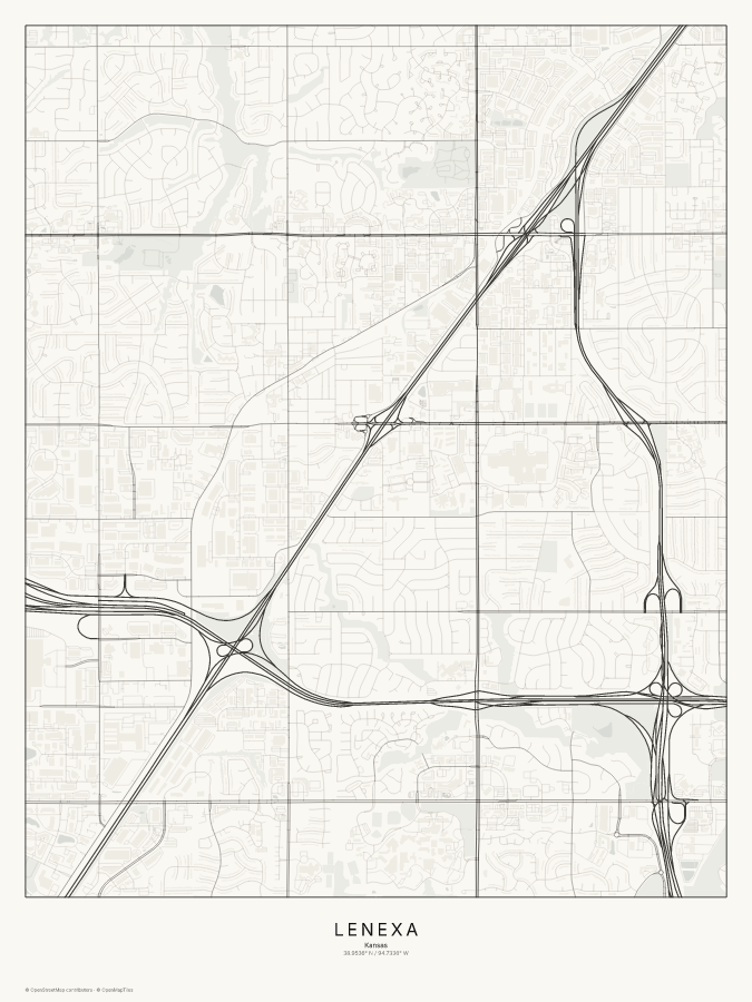 Lenexa map poster, classic style