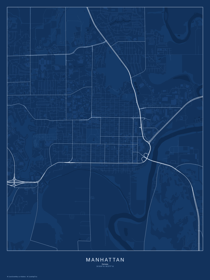 Manhattan map poster, blueprint style