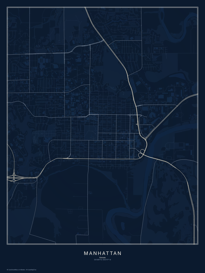 Manhattan map poster, midnight style