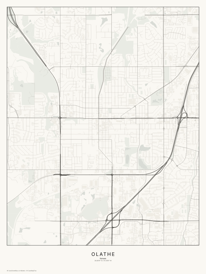 Olathe map poster, classic style