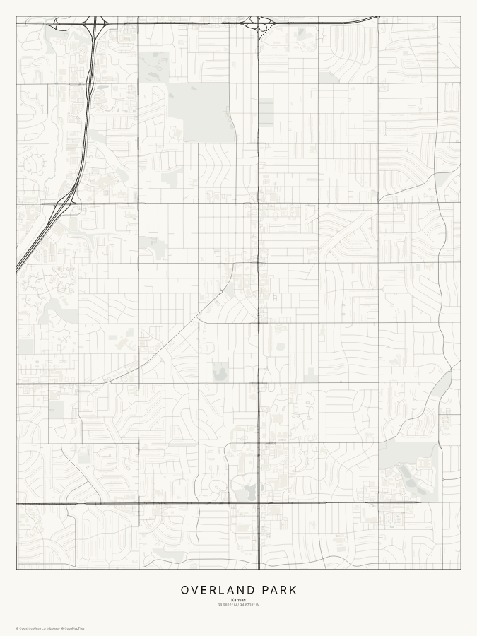 Overland Park map poster, classic style