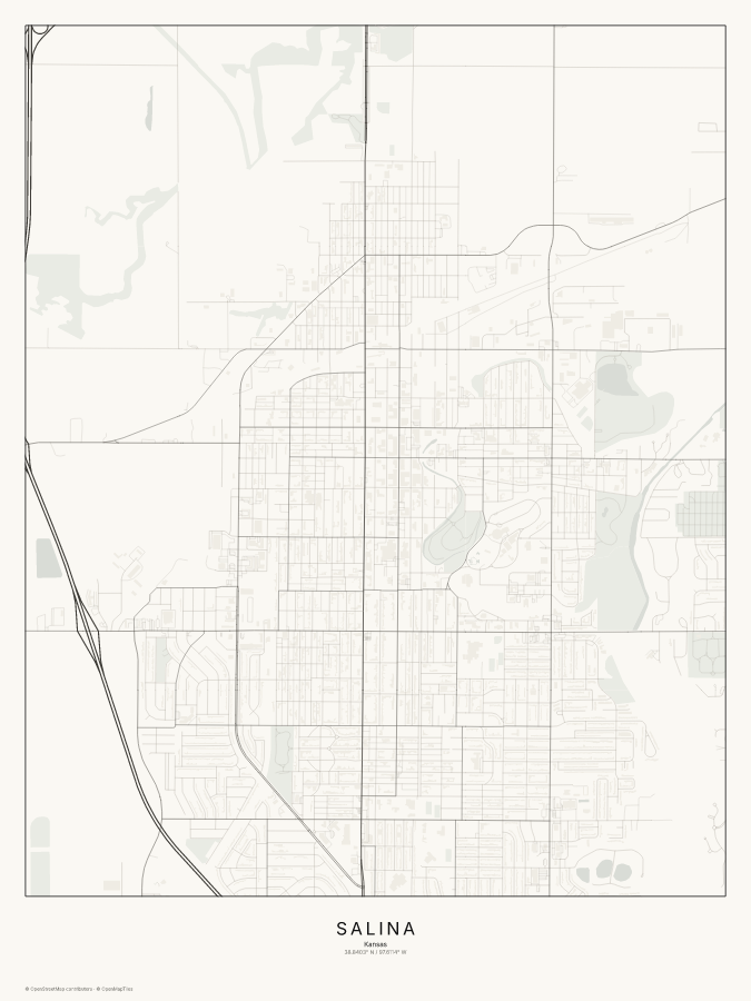Salina map poster, classic style