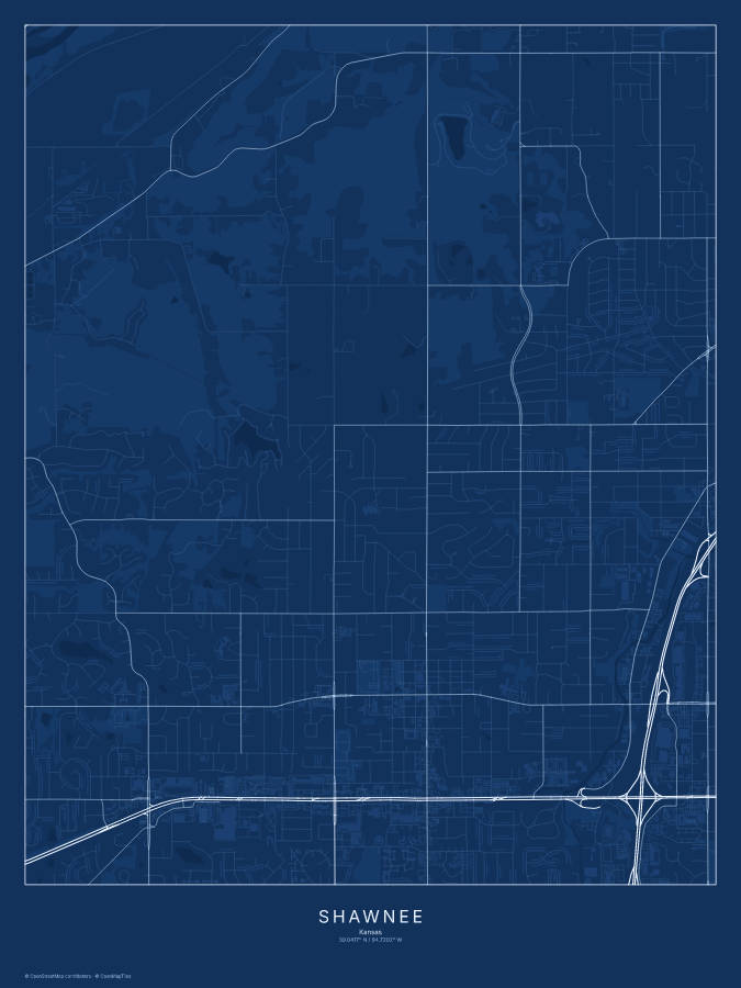 Shawnee map poster, blueprint style