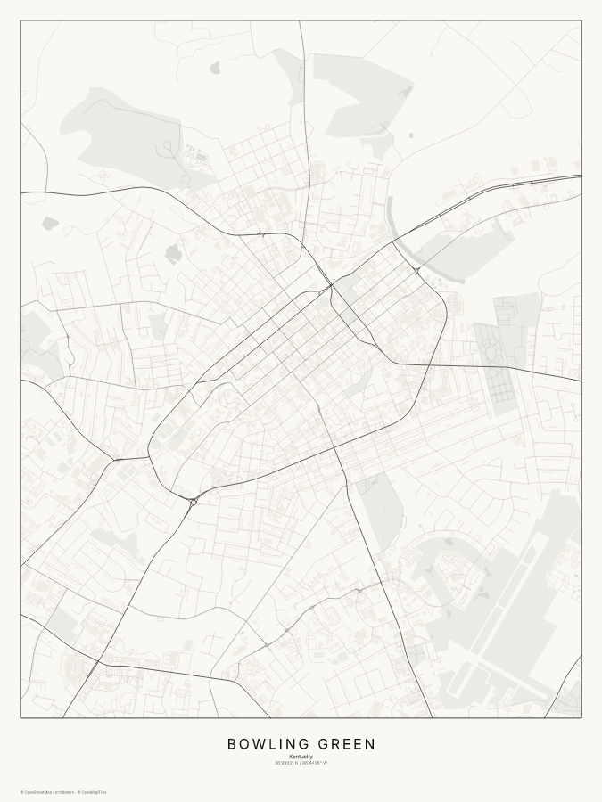 Bowling Green map poster, classic style