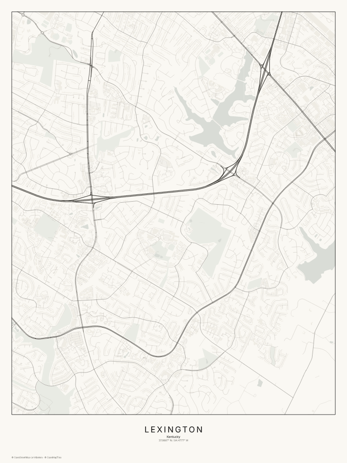 Lexington map poster, classic style