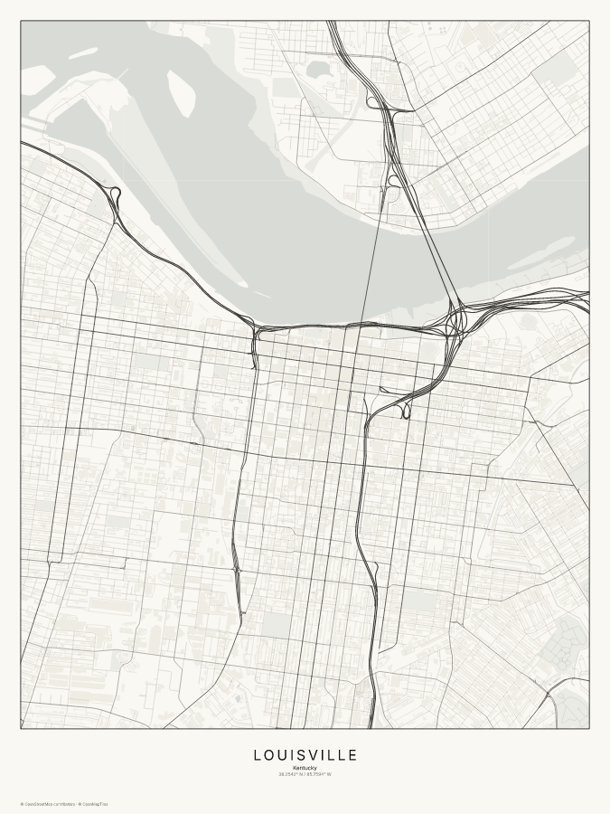 Louisville map poster, classic style