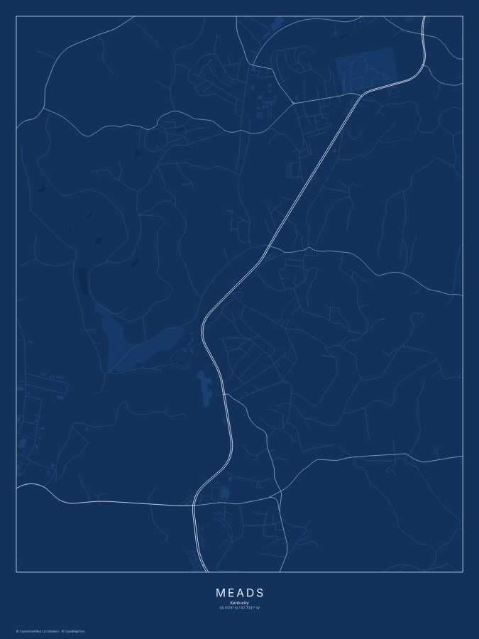 Meads map poster, blueprint style