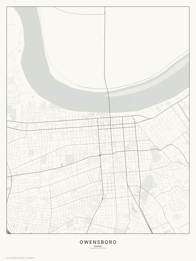 Owensboro map poster, classic style