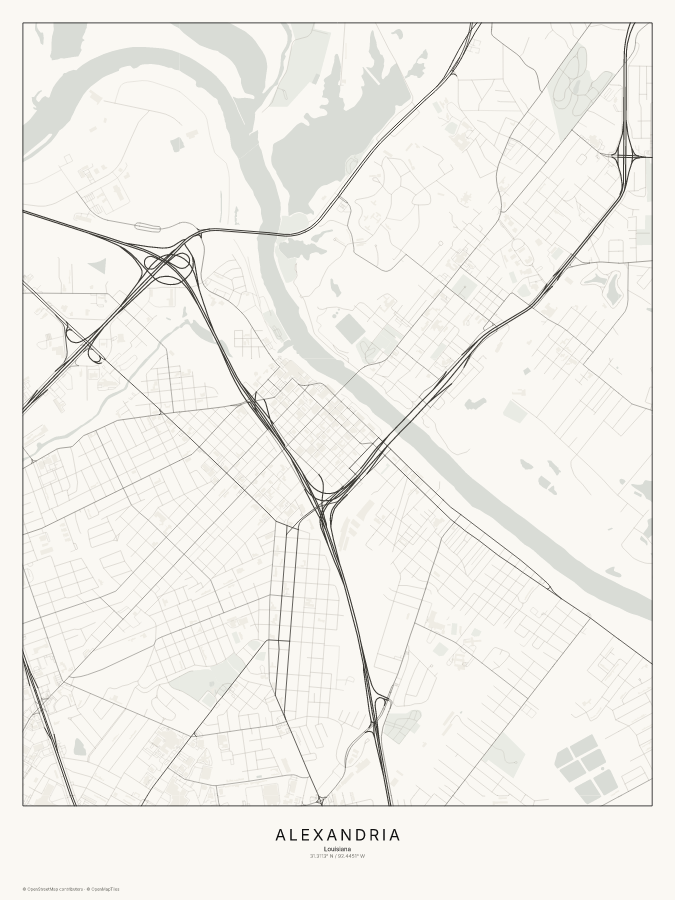 Alexandria map poster, classic style