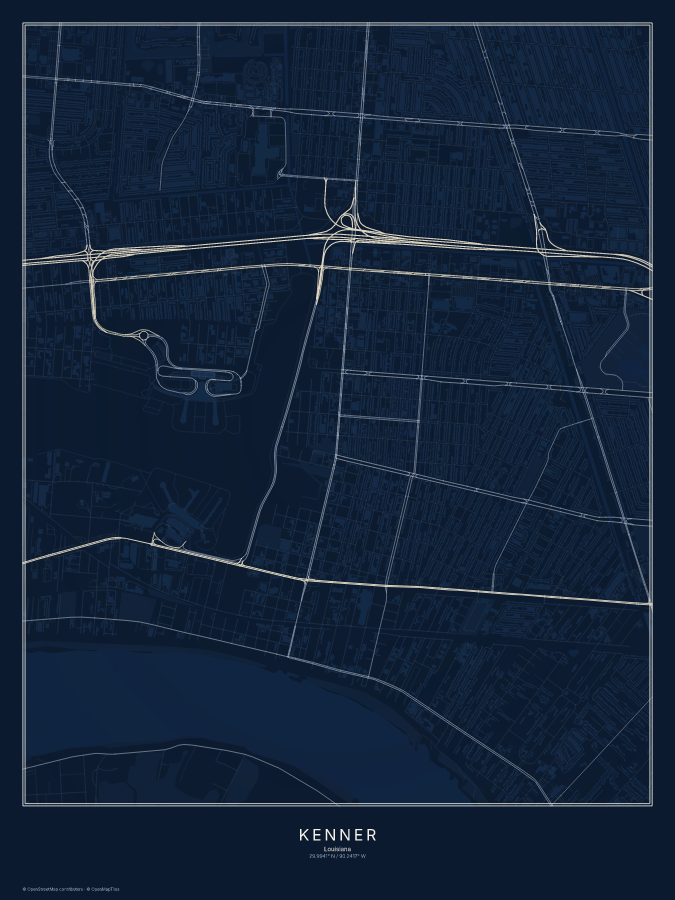 Kenner map poster, midnight style