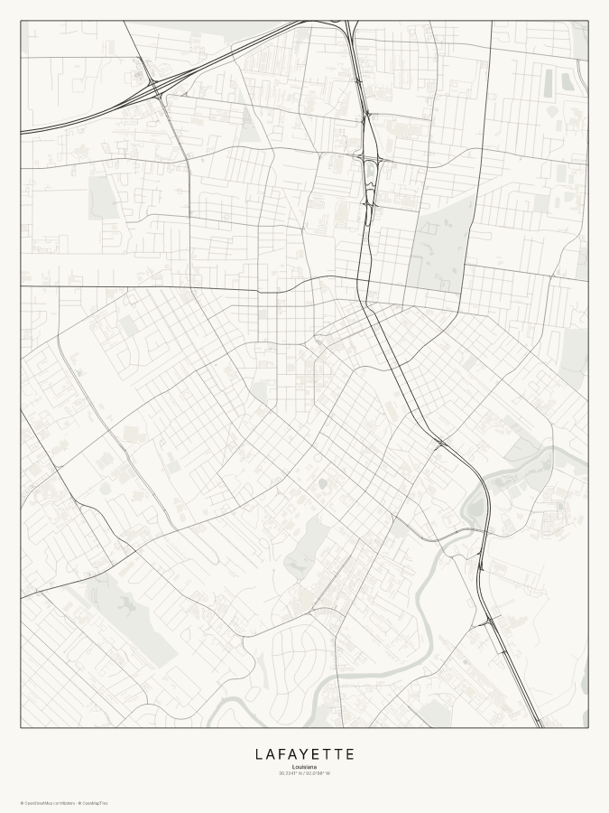 Lafayette map poster, classic style
