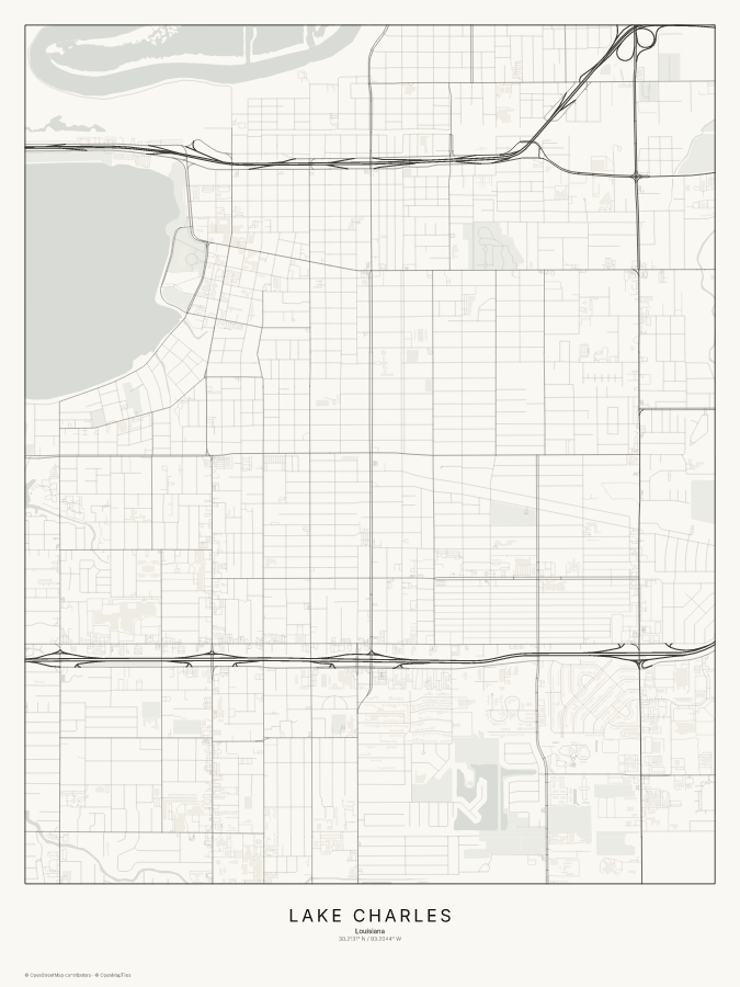 Lake Charles map poster, classic style