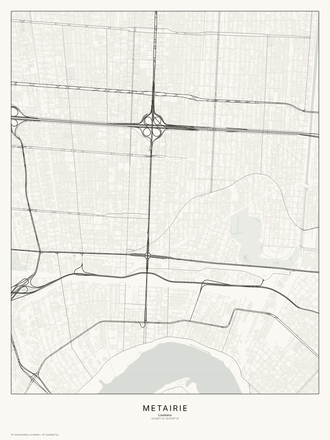 Metairie map poster, classic style