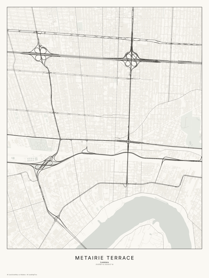 Metairie Terrace map poster, classic style