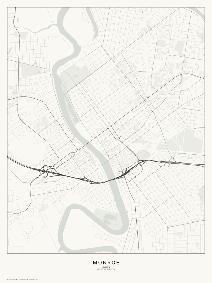 Monroe map poster, classic style