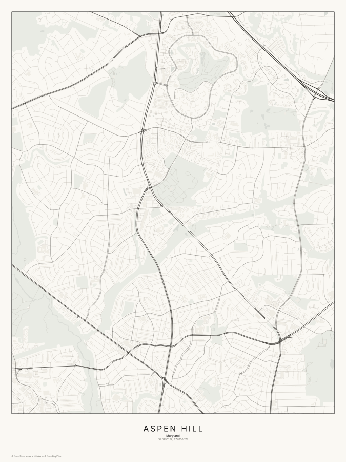 Aspen Hill map poster, classic style