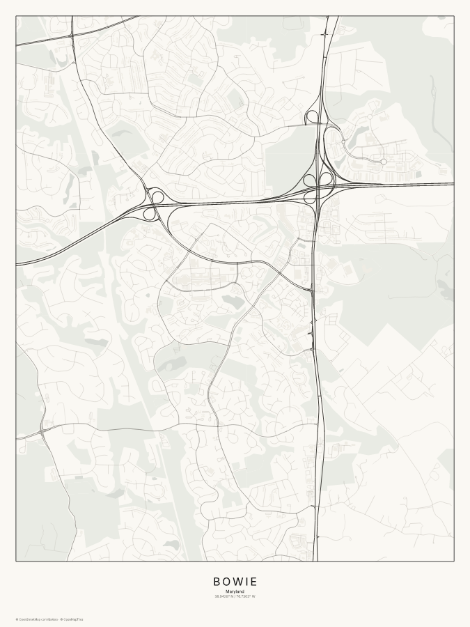 Bowie map poster, classic style