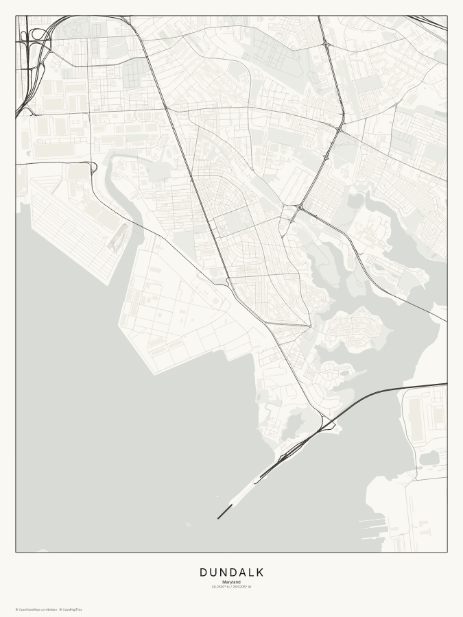 Dundalk map poster, classic style