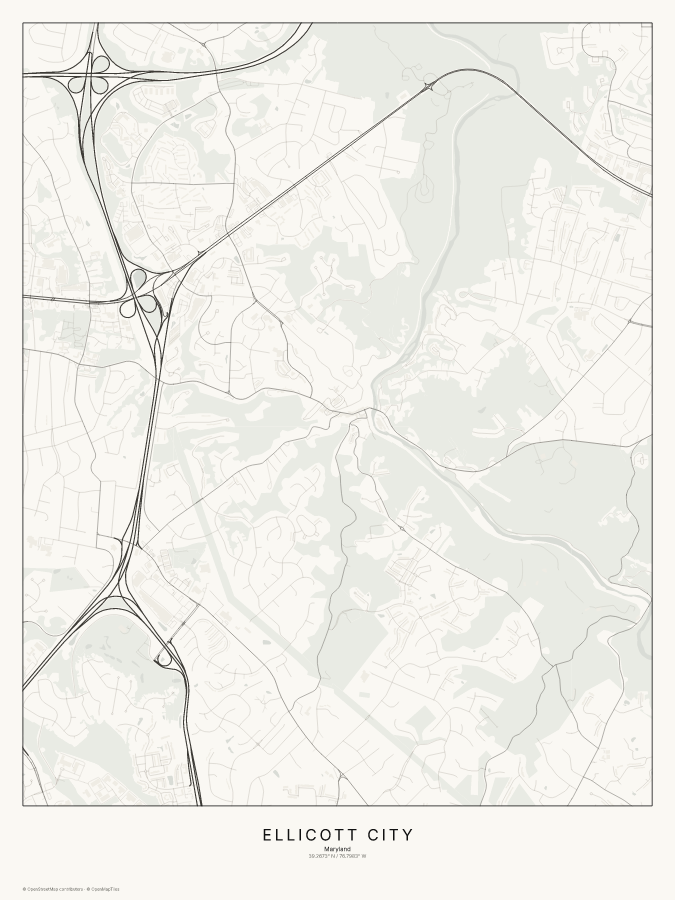 Ellicott City map poster, classic style