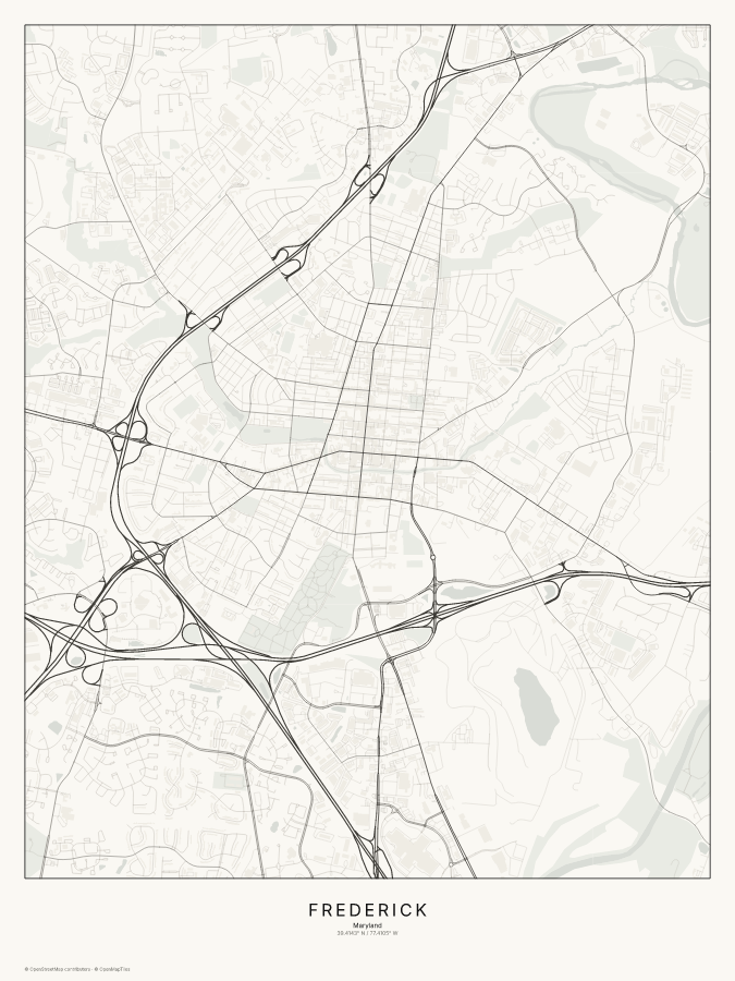 Frederick map poster, classic style