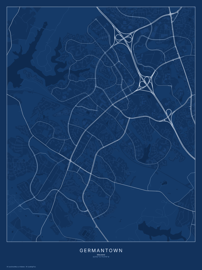 Germantown map poster, blueprint style