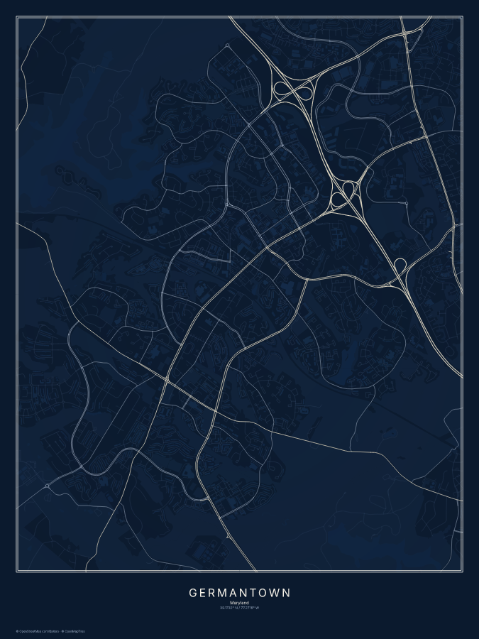 Germantown map poster, midnight style
