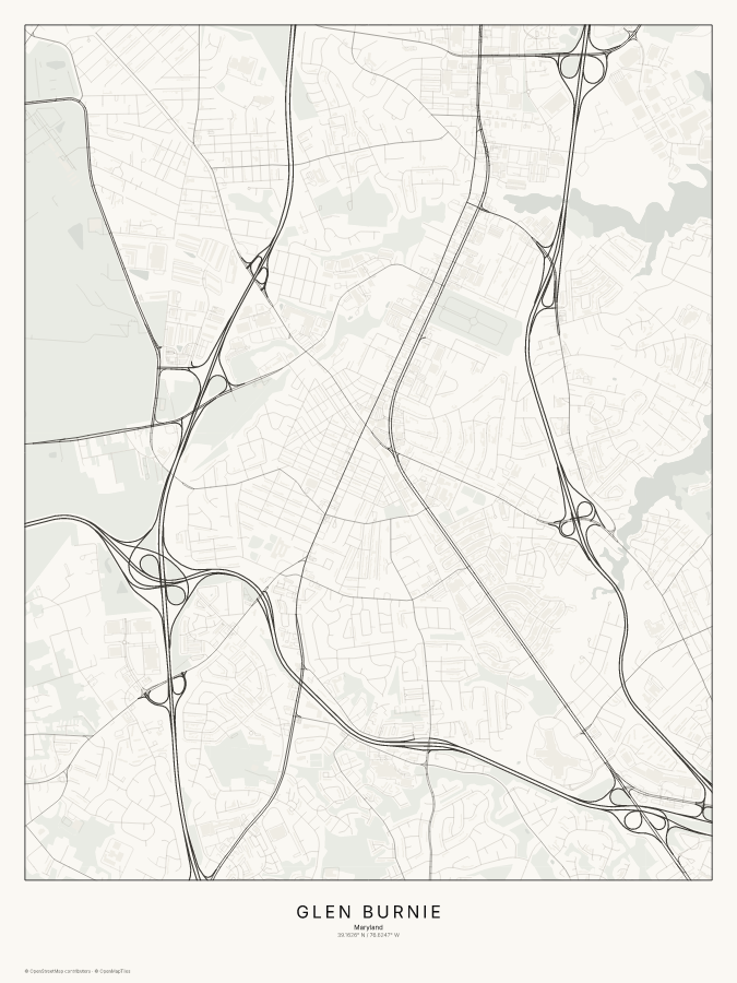 Glen Burnie map poster, classic style