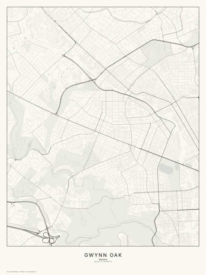 Gwynn Oak map poster, classic style