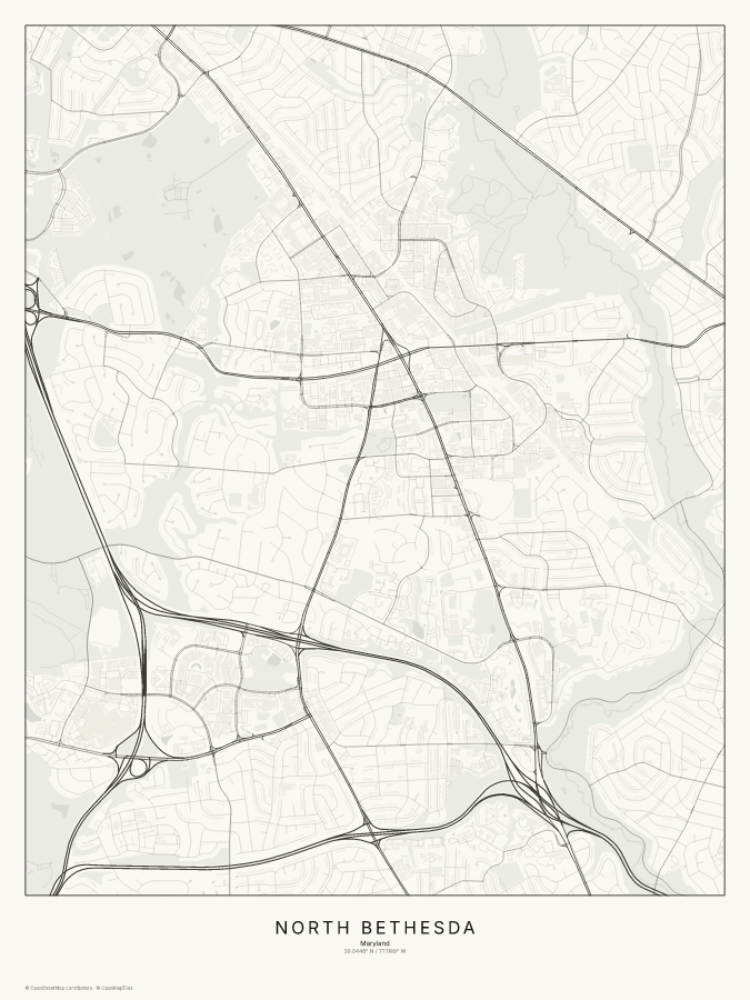 North Bethesda map poster, classic style