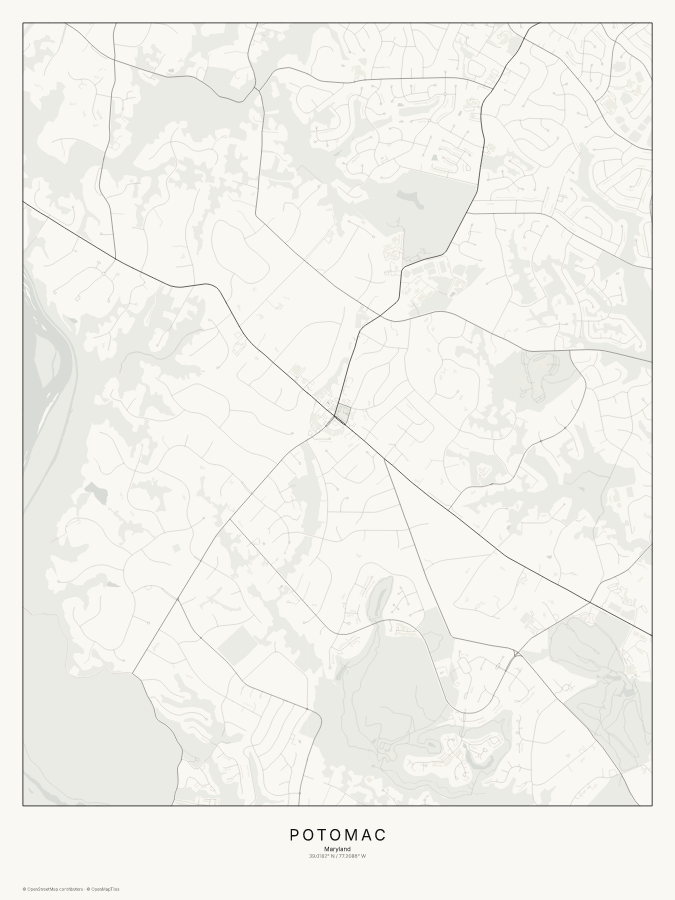Potomac map poster, classic style