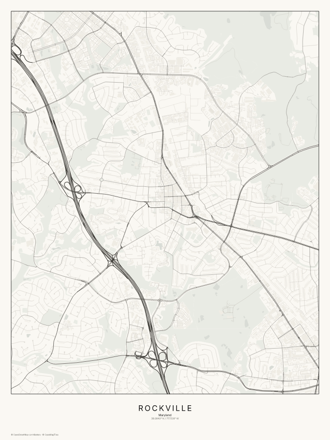 Rockville map poster, classic style
