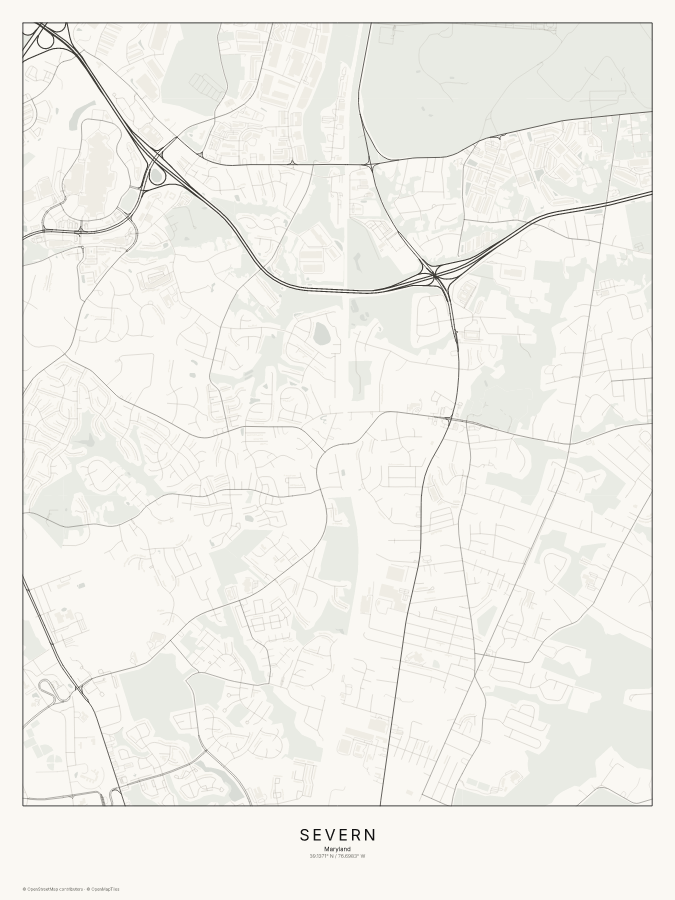 Severn map poster, classic style