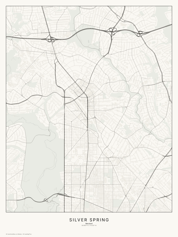 Silver Spring map poster, classic style