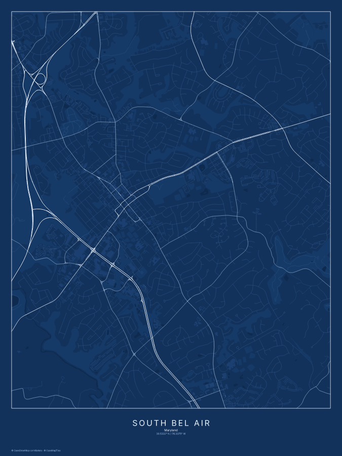 South Bel Air map poster, blueprint style
