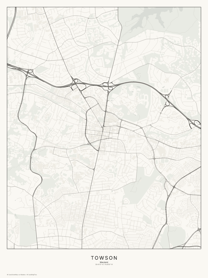 Towson map poster, classic style
