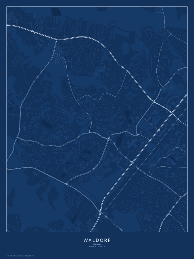 Waldorf map poster, blueprint style