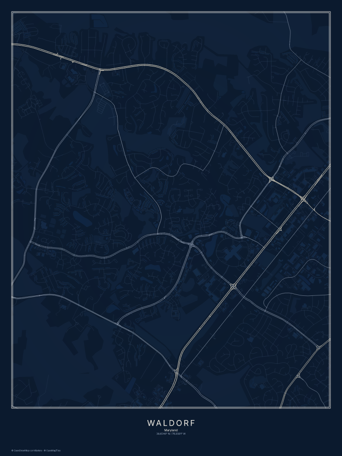 Waldorf map poster, midnight style