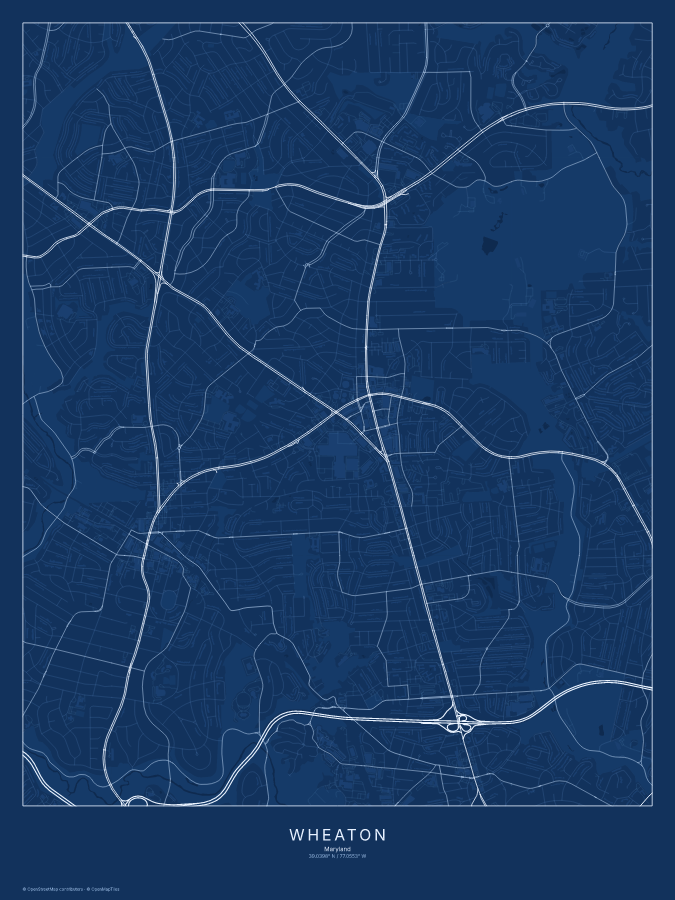 Wheaton map poster, blueprint style