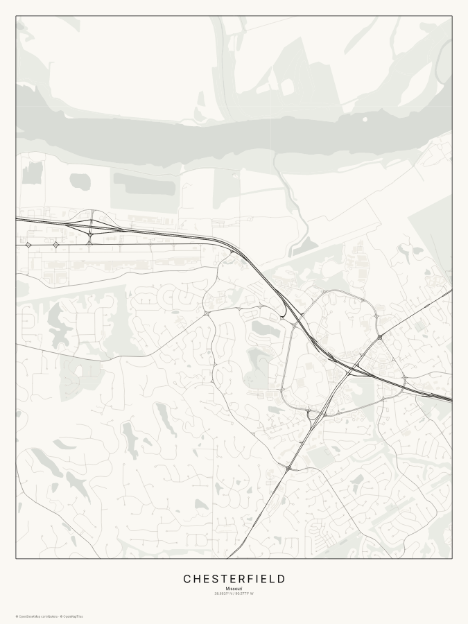 Chesterfield map poster, classic style