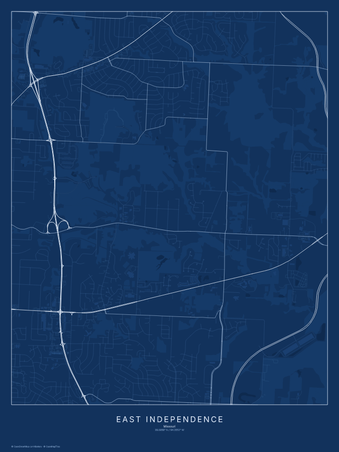 East Independence map poster, blueprint style