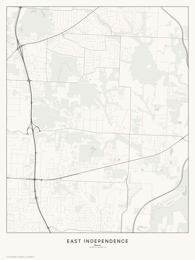 East Independence map poster, classic style