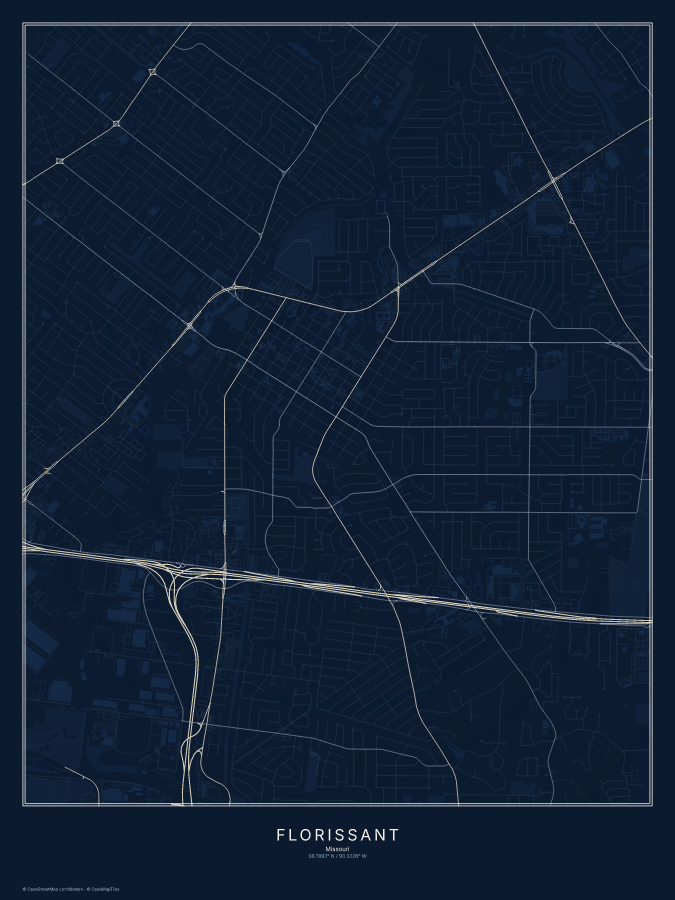 Florissant map poster, midnight style