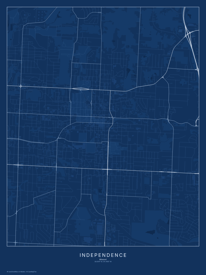 Independence map poster, blueprint style